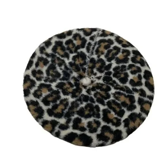 Ruggine Jacquard Knitted Faux Leopard Print French Beret‎ - Picture 3 of 8
